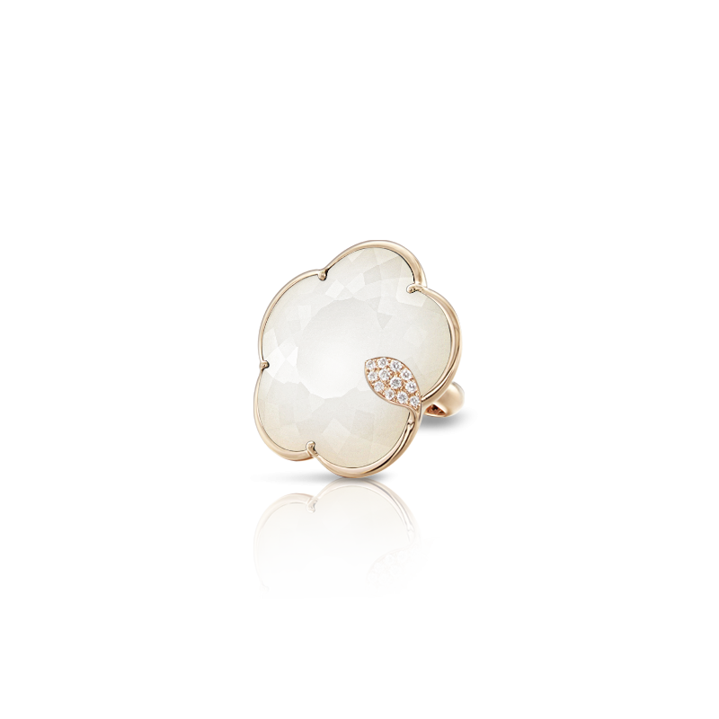 ANELLO TON JOLì PASQUALE BRUNI ORO ROSA, AGATA BIANCA, MADREPERLA E DIAMANTI