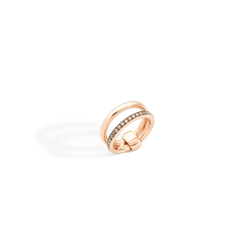 Anello Iconica Pomellato Doppio In Oro Rosa E Diamanti