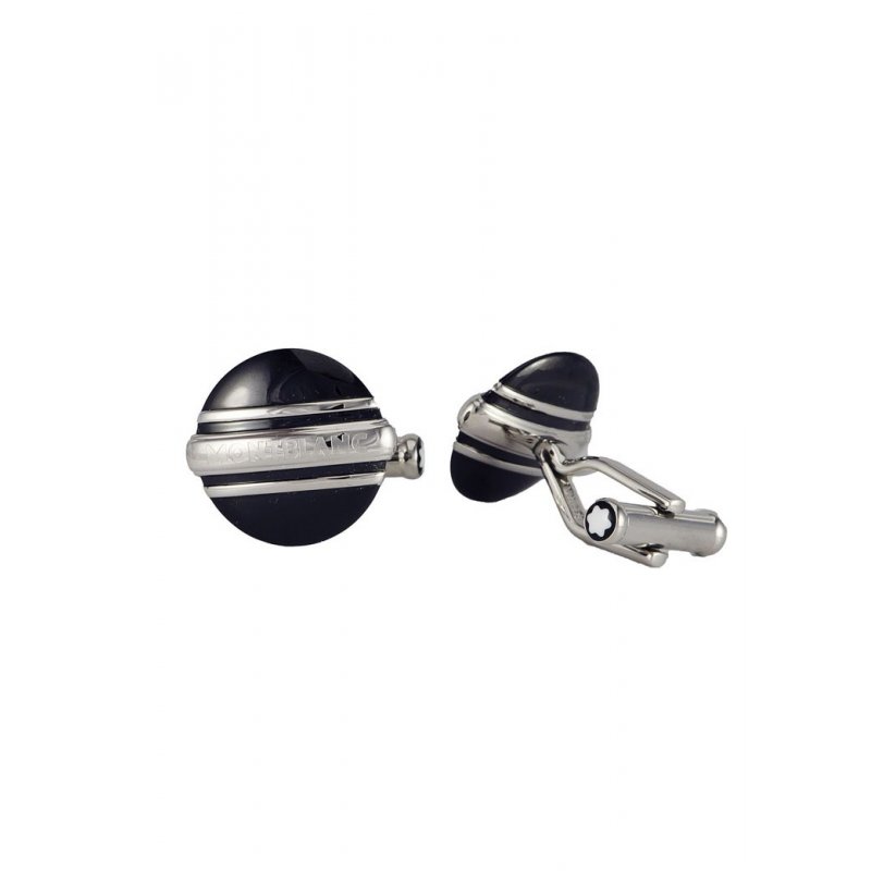 Gemelli Montblanc - Cufflinks Mst Round Steel Pp Black Pvd