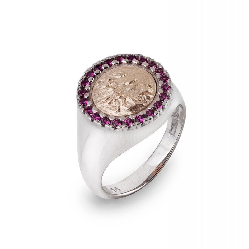 Anello Oro Con Cristalli Segno Zodiacale Leone - Gerardo Sacco