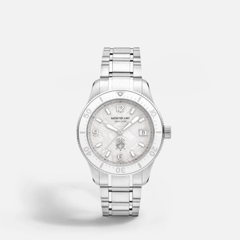 Orologio Automatico Montblanc Iced Sea 0 Oxygen 38Mm Acciaio Bianco