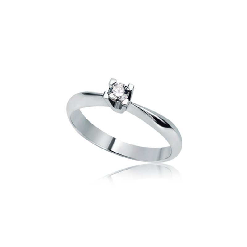 Anello con griffe in oro bianco e diamante