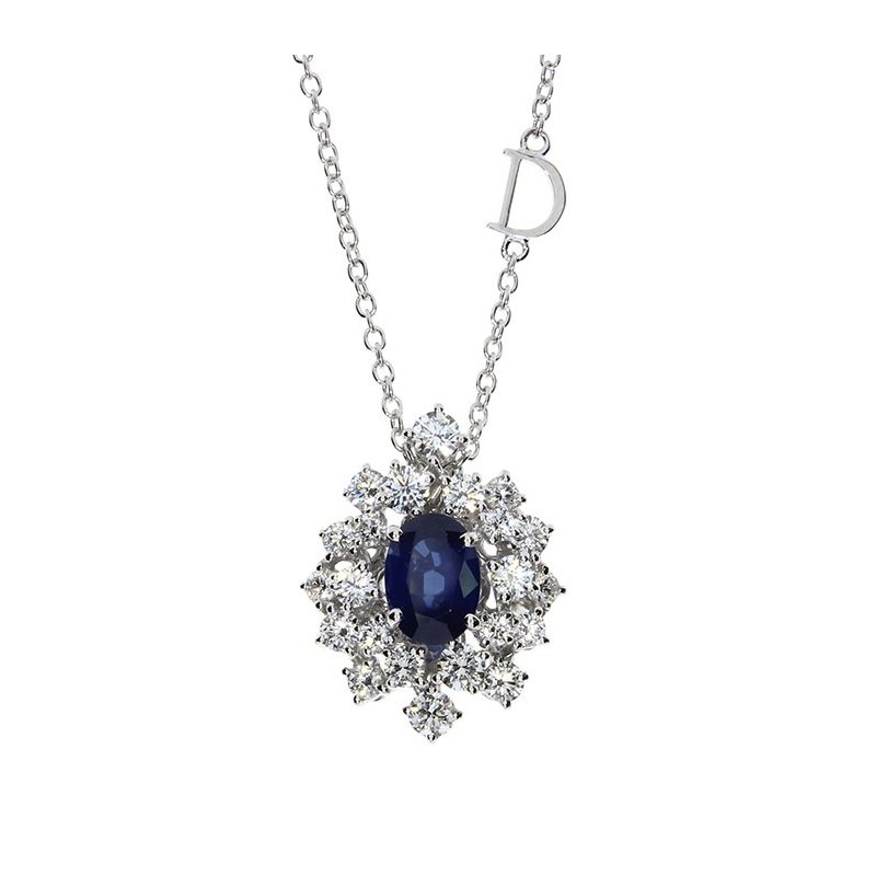 Collierino In Oro Bianco Con Diamante/Zaffiro - Damiani