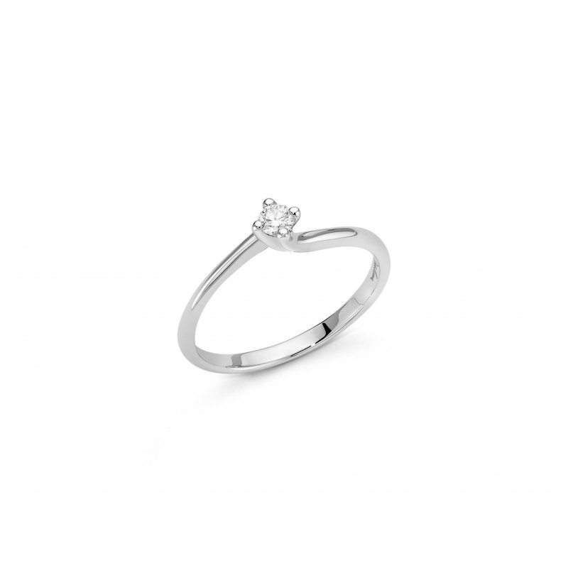 Solitario Con Diamante A Valentino - Oro Bianco - Miluna