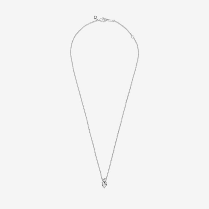 Double Heart Pendant Sparkling Collier Necklace