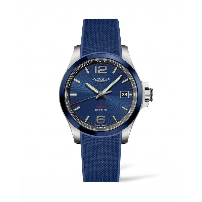 Orologio Longines Conquest Vhp 41Mm Blue Dial Rubber Strap