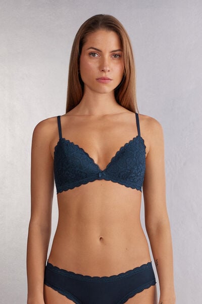 Intimissimi Reggiseno Triangolo Tiziana in Pizzo Donna Blu Taglia 3B