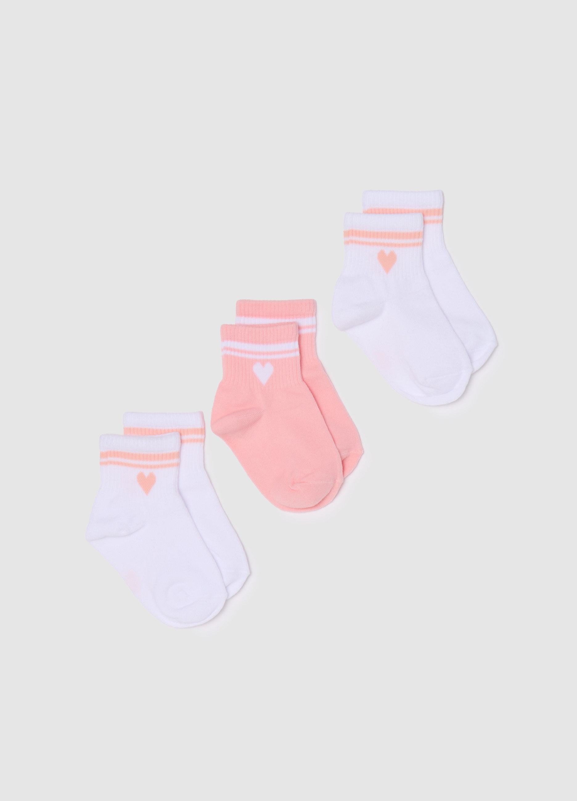 OVS, Tripack Calze Corte Con Disegno Cuore, Bambina, Multicolor, Taglia: 34/36