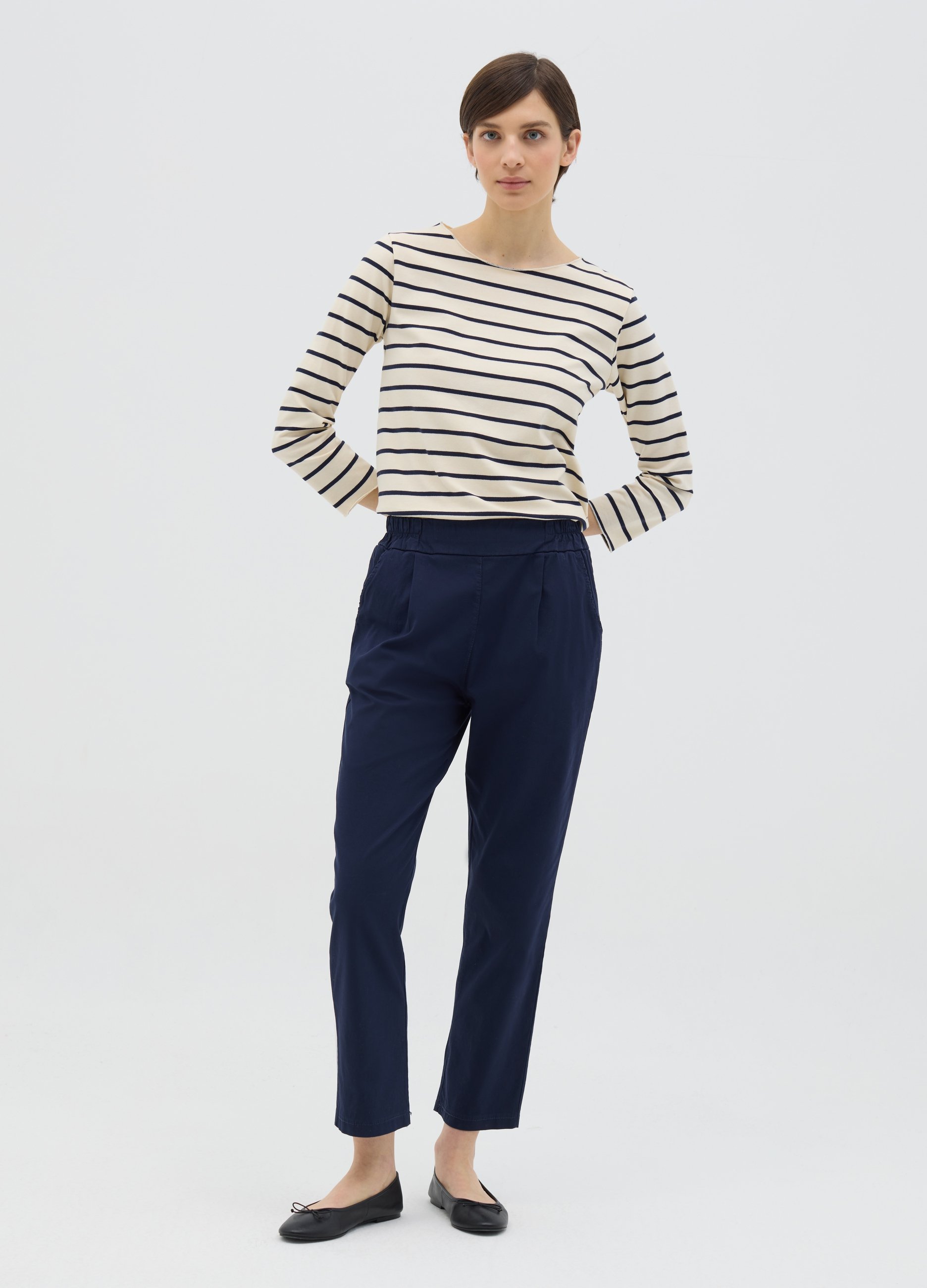 HYBRID, Pantalone Blu A Sigaretta Con Vita Elasticata, Donna, Blu, Taglia: S