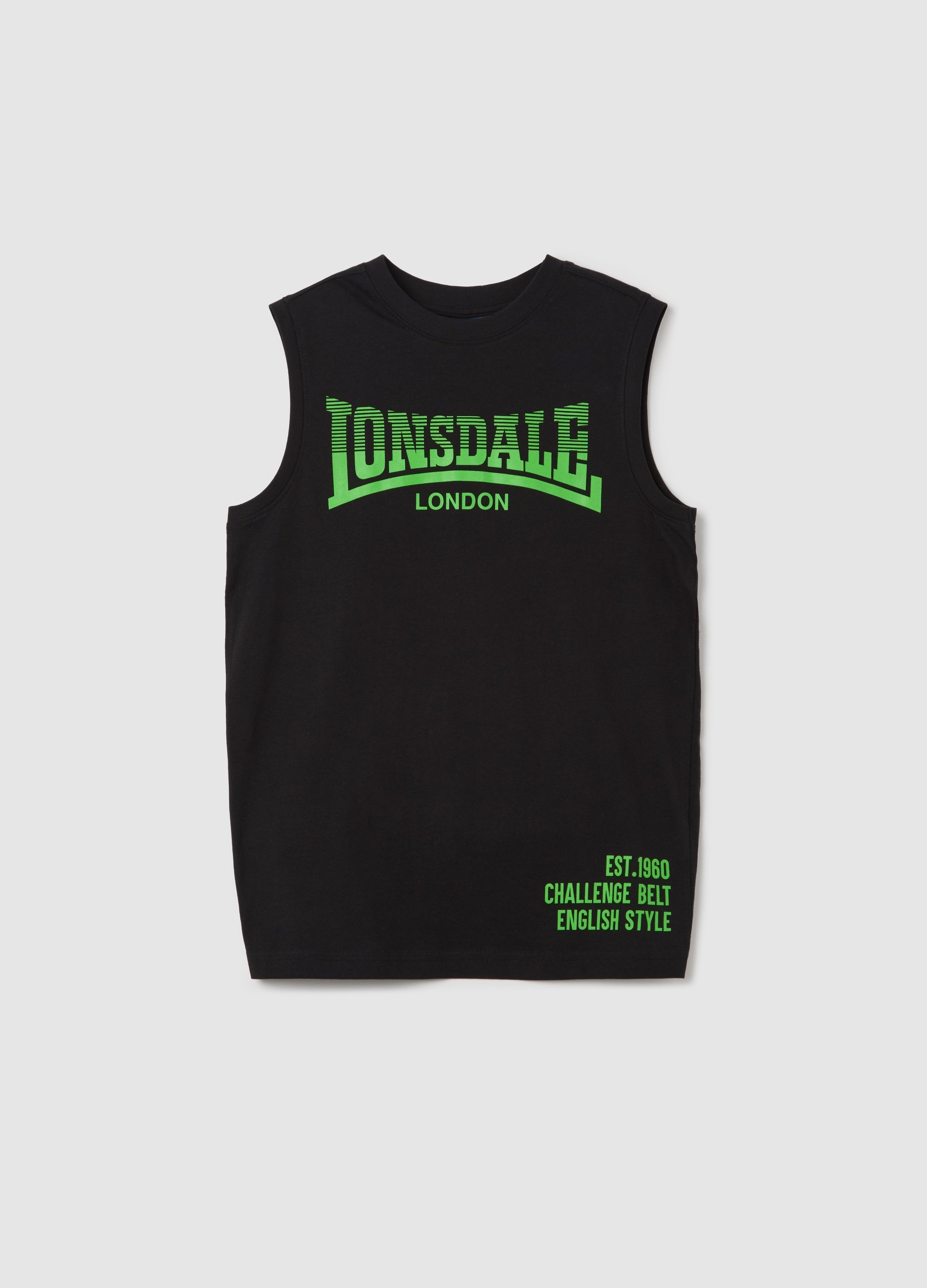 LONSDALE, Canotta Nera Lonsdale In Cotone, Unisex, Nero, Taglia: 11-12
