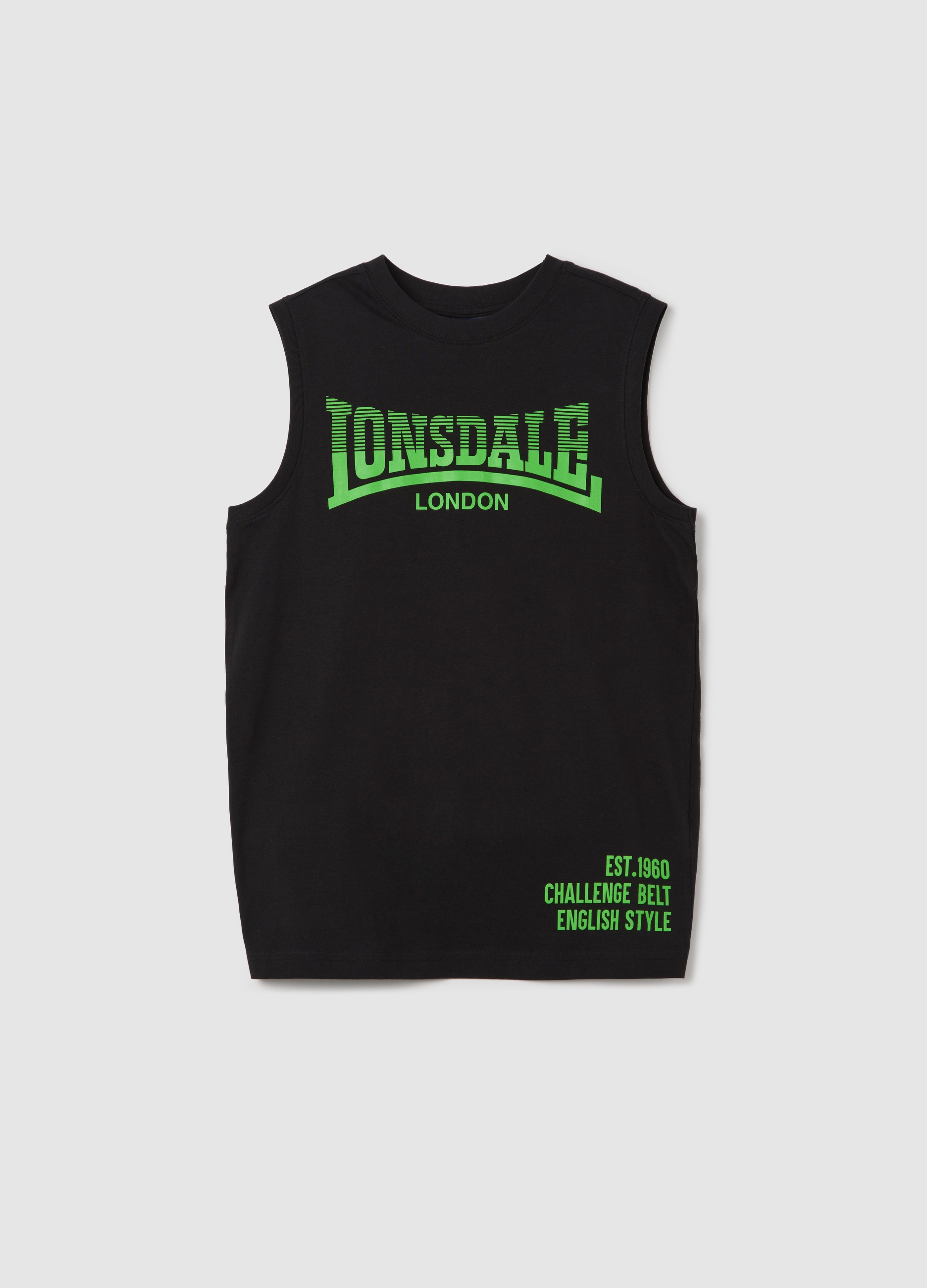 LONSDALE, Canotta Nera Lonsdale In Cotone, Unisex, Nero, Taglia: 14-15