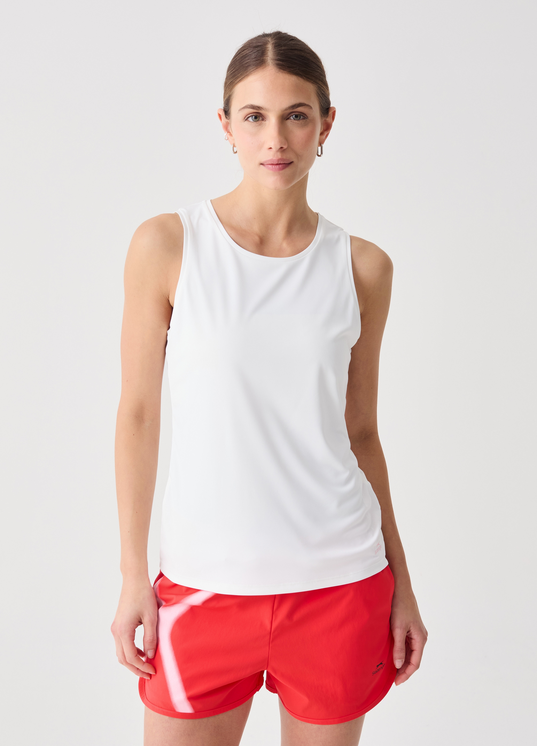 SLAZENGER, Tank Top Sportivo Con Stampa Logo Slazenger, Donna, Bianco, Taglia: XS