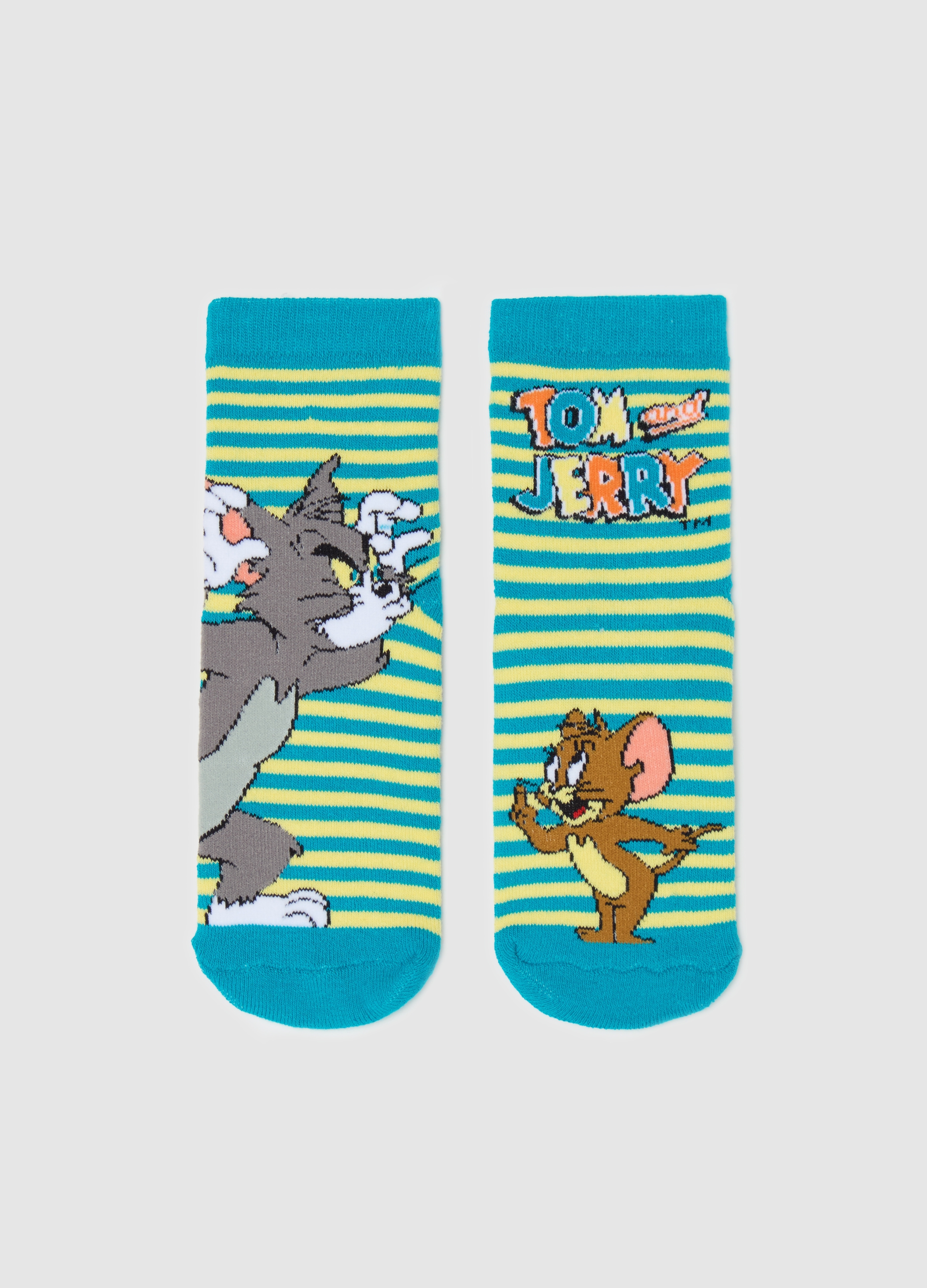 OVS, Calze Antiscivolo A Righe Tom & Jerry, Bambino, Multicolor, Taglia: 25/27