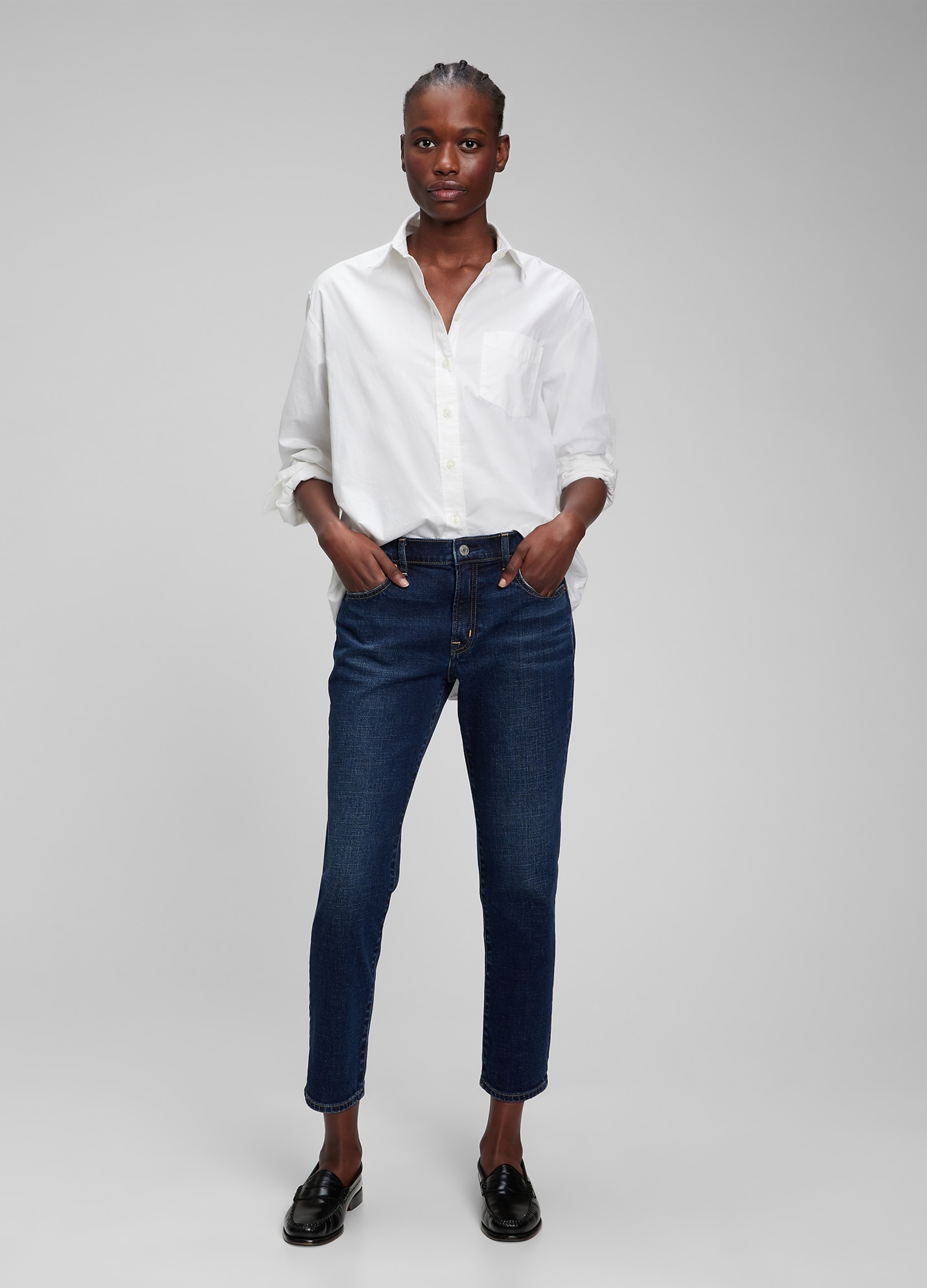 GAP, Jeans Girlfriend Stretch, Donna, Denim, Taglia: 36 REGULAR
