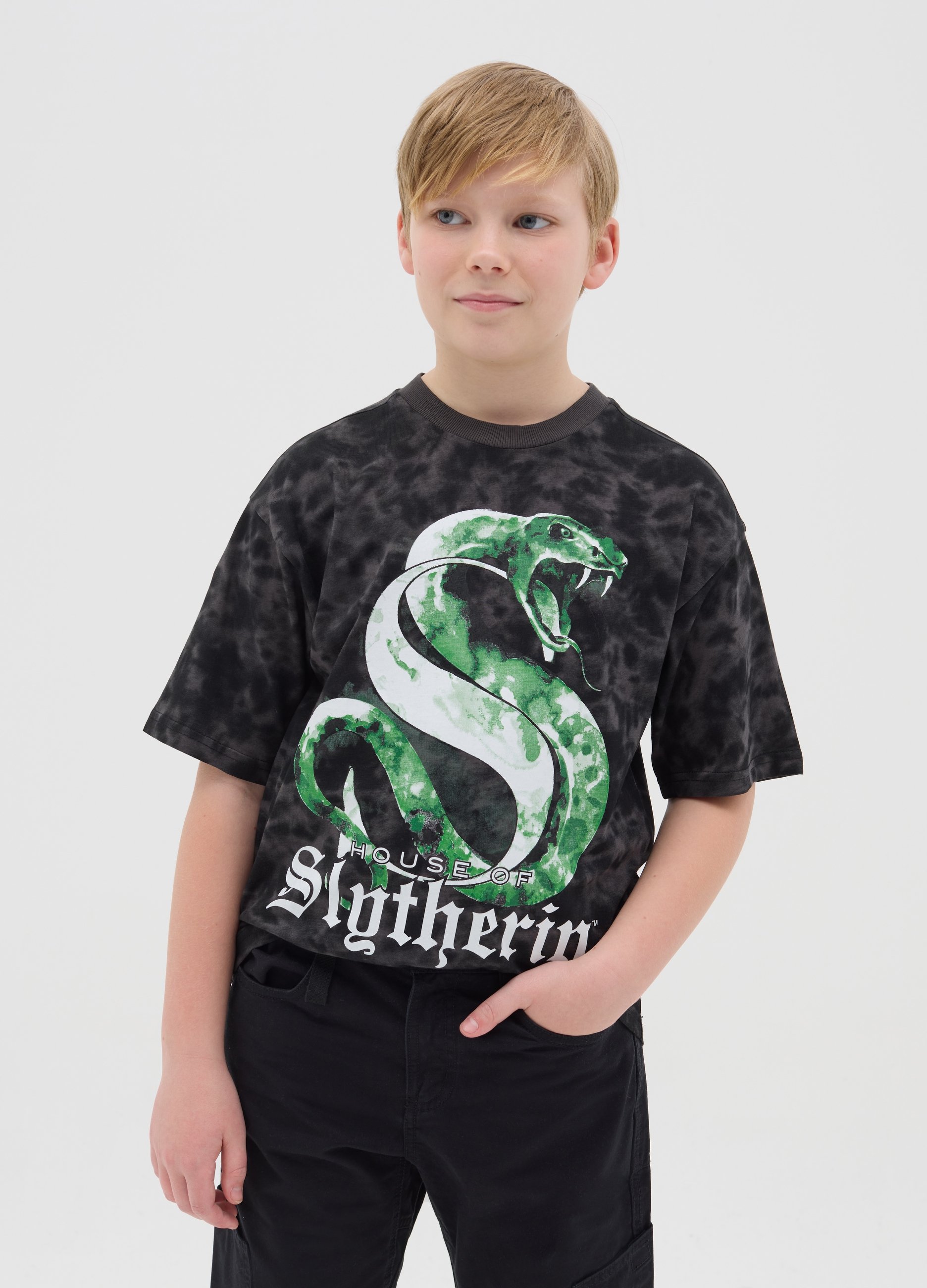 OVS, T-shirt In Cotone Tie Dye Con Stampa Harry Potter, Bambino, Multicolor, Taglia: 13-14