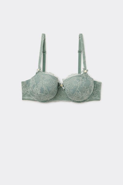 Tezenis Reggiseno Balconcino Prague Full Coverage Lovely Roses Donna Verde Taglia 2D