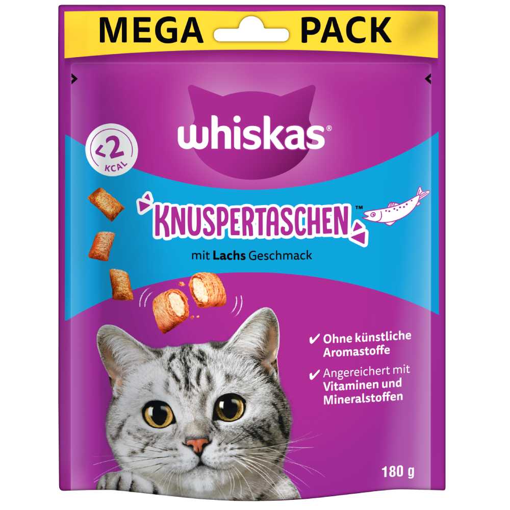 Whiskas Temptations Snack per gatto - Set %: 4 x 180 g Salmone
