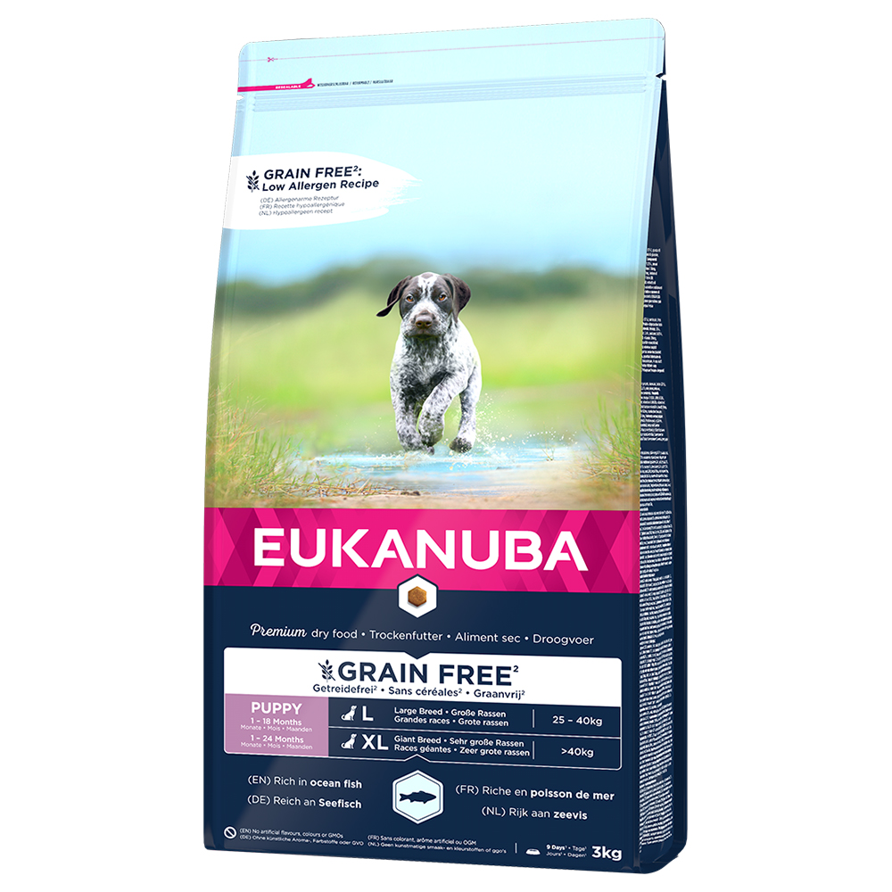 Eukanuba Grain Free Puppy Large Breed con Salmone Crocchette per cani - 3 kg