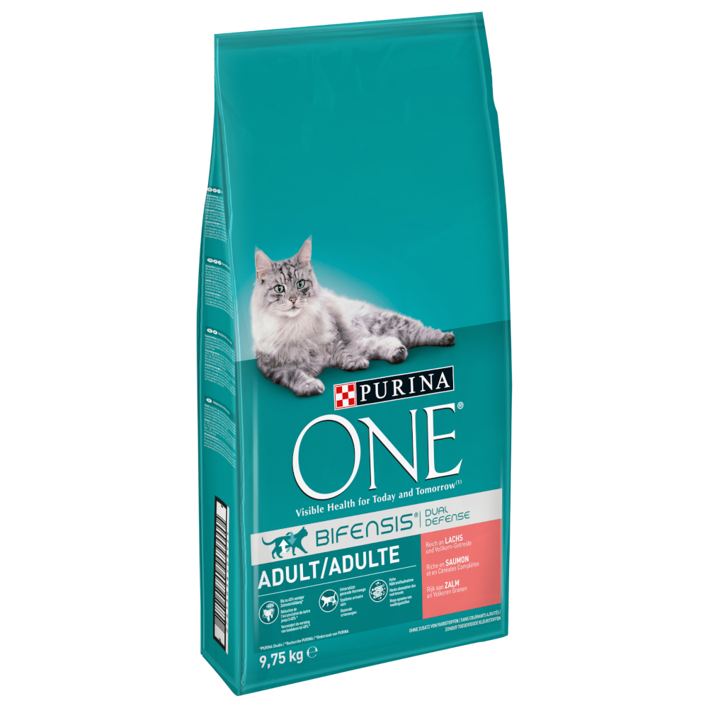 PURINA ONE Adult Salmone & Cereali integrali Crocchette per gatti - 9,75 kg