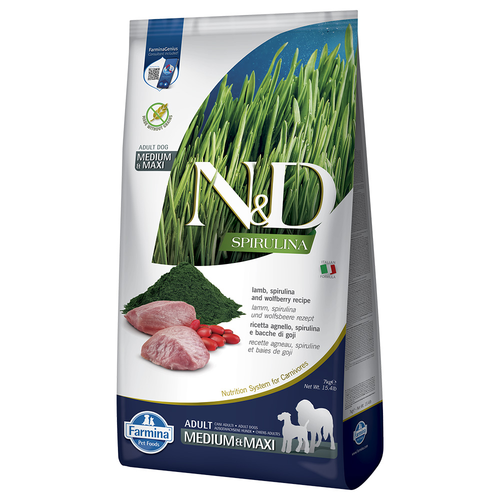 Farmina N&D Spirulina Adult Medium/Maxi Agnello Crocchette cane - 7 kg