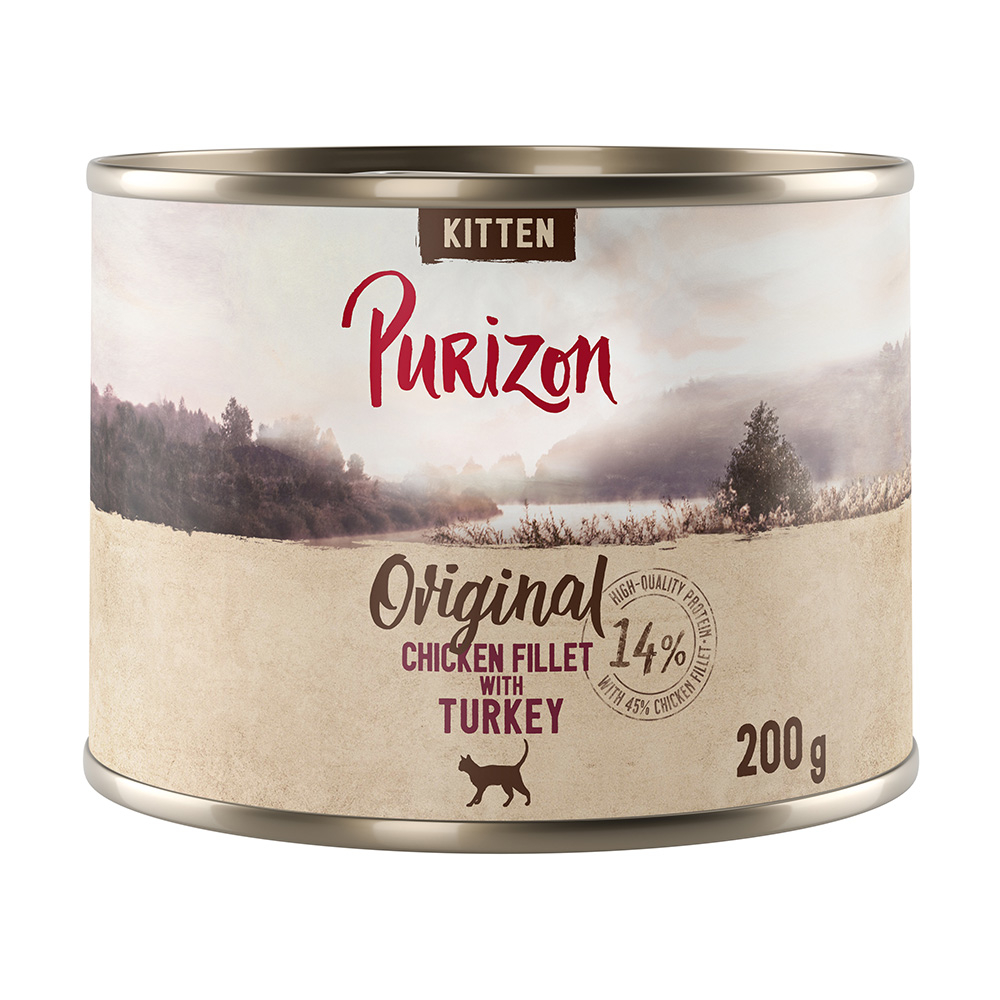 Purizon Kitten 6 x 200 g - senza cereali Umido per gatto - Filetto di pollo con tacchino