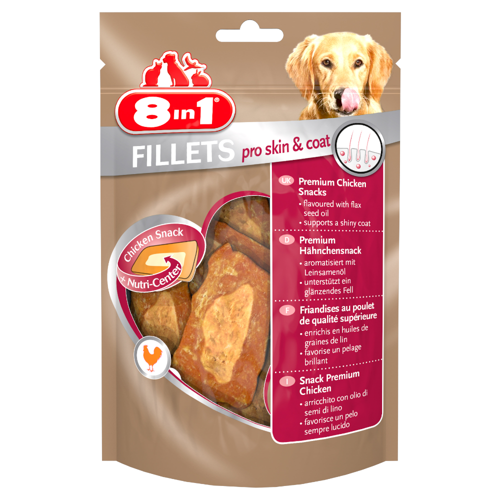 8in1 Fillets Pro Skin & Coat Snack per cani - S, 80 g