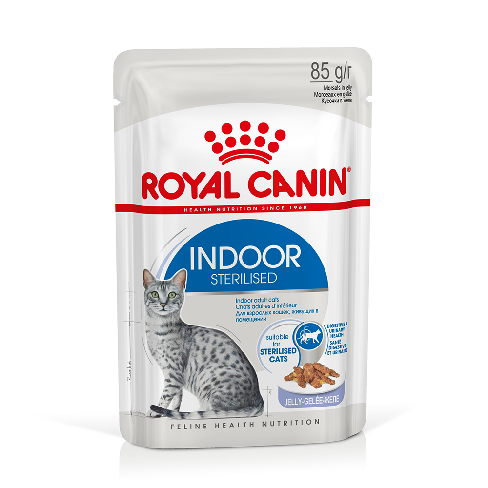 Royal Canin Indoor 27 Crocchette per gatti - Come integrazione: 12 x 85 g Umido Royal Canin Indoor Sterilised Gelatina