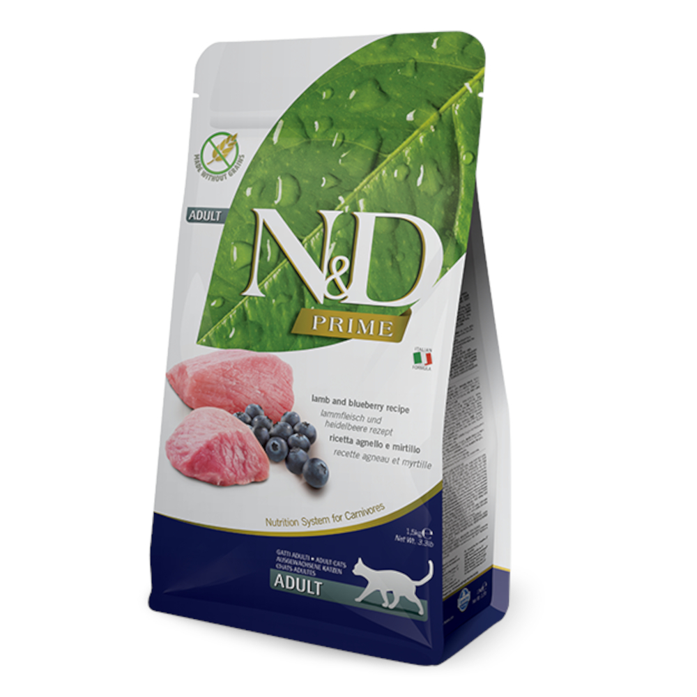 Farmina N&D Prime Grain Free Adult Cat Agnello e Mirtillo - 5 kg