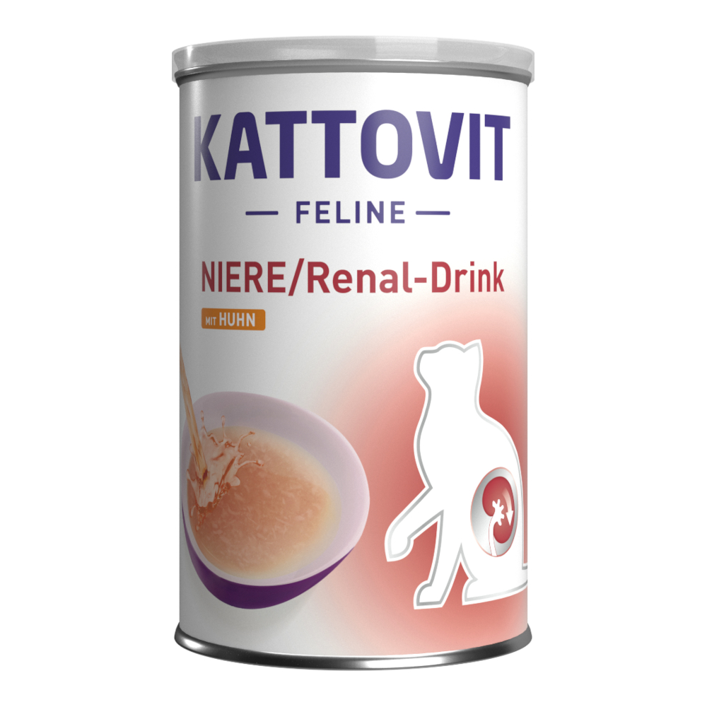 Kattovit Drink Reni/Renal Alimento complementare per gatti - 12 x 135 ml con Pollo