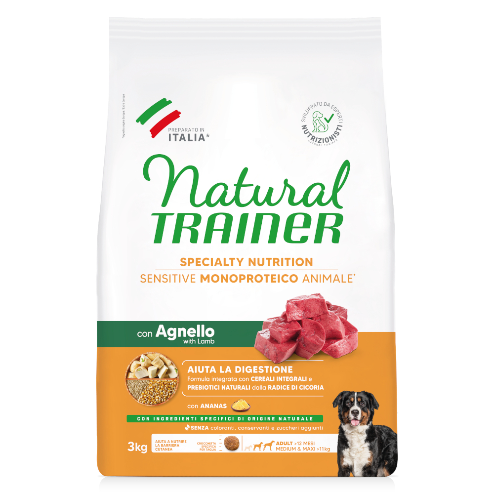 Natural Trainer Sensitive Adult Medium/Maxi Monoproteico con Agnello - 3 kg