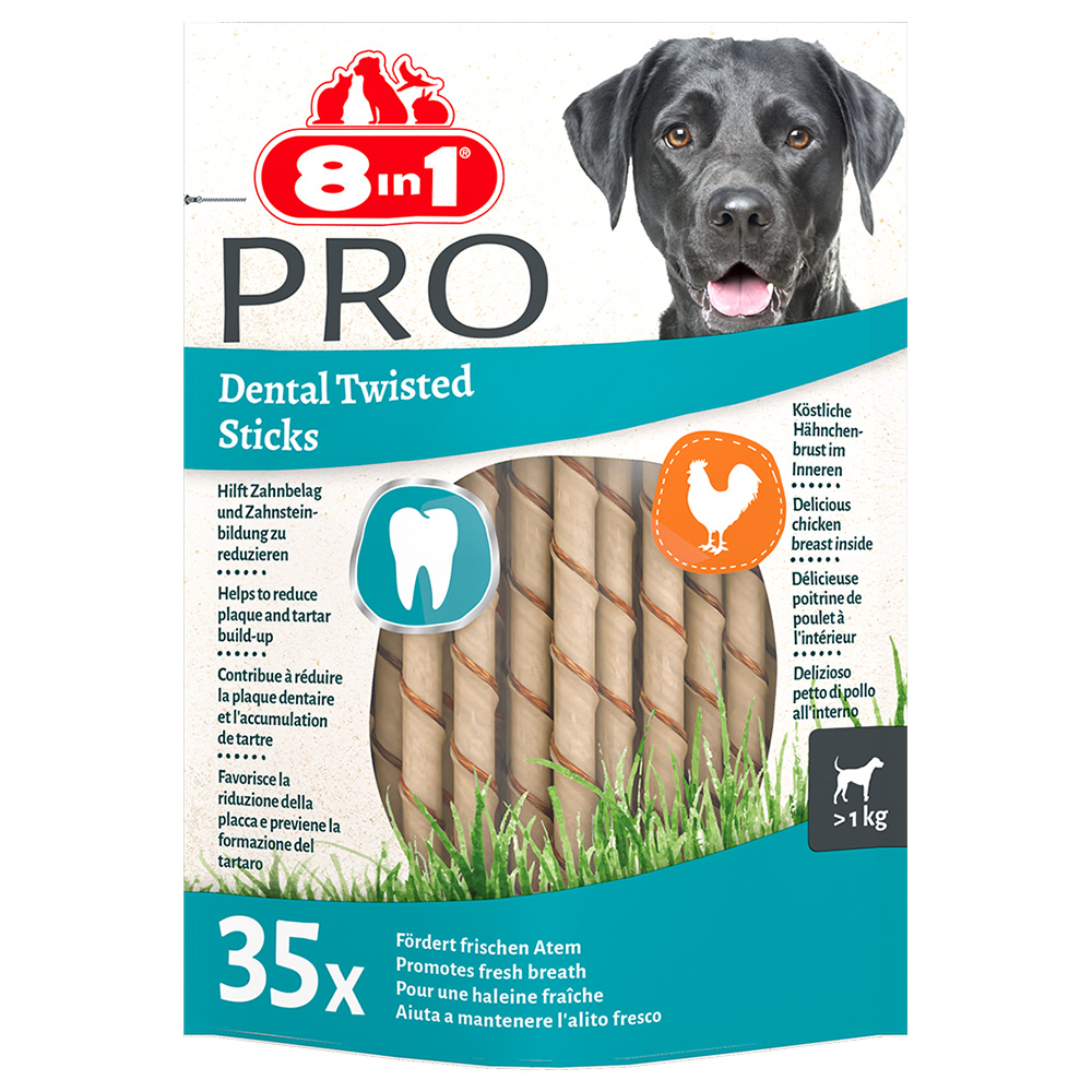 8in1 Pro Dental Twisted Sticks Pollo - 35 pz (190 g)