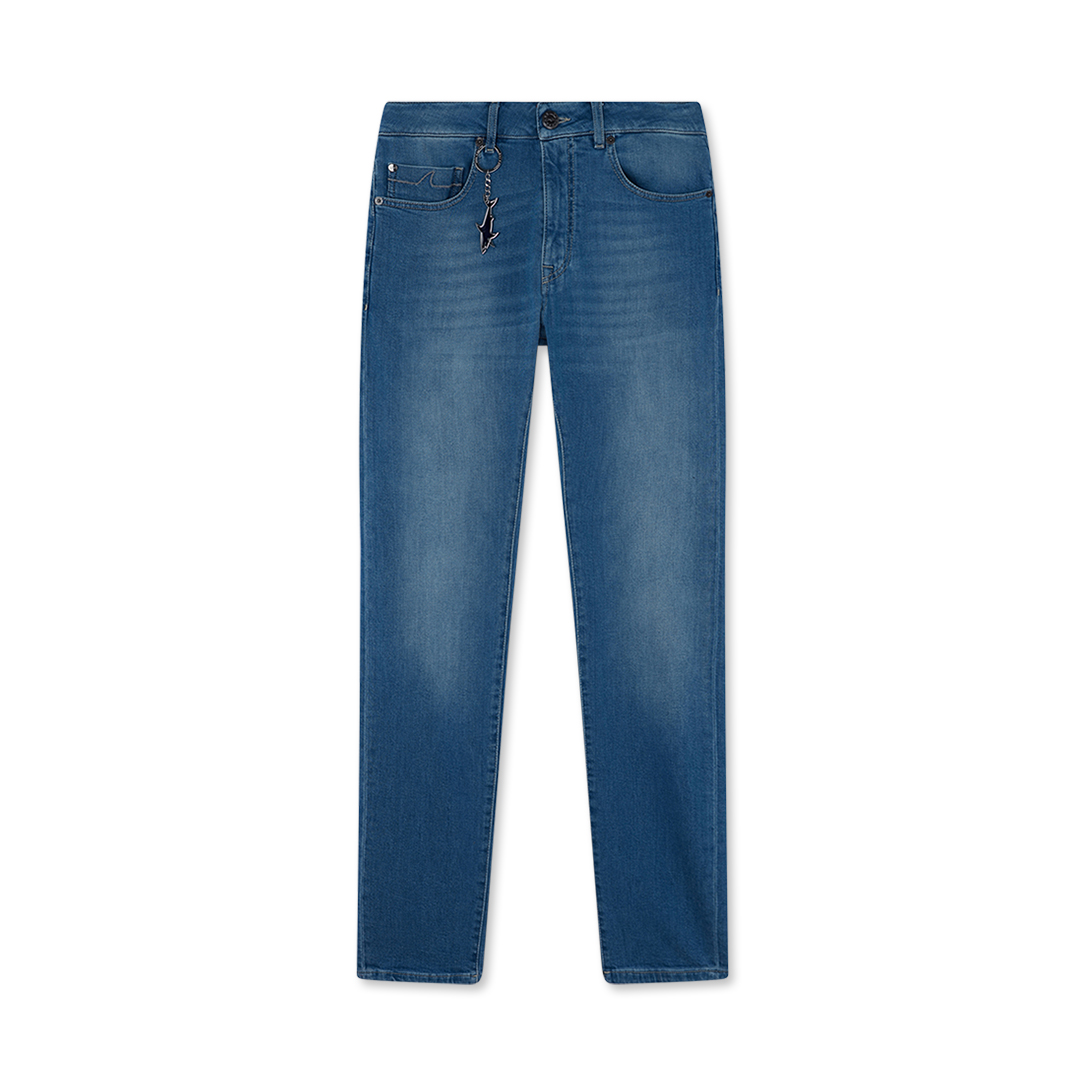 Jeans in cotone stretch Denim Comfort, Uomo, BLU CHIARO JEANS, Taglia: 52