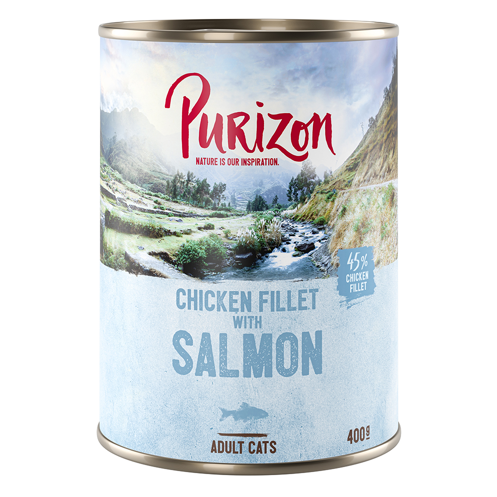 6x400g Adult kanafilee ja lohi Purizon kissan märkäruoka