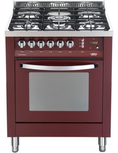Lofra PR76GVT/C Cucina Gas 5 Fornelli con Forno Electrico, Natural gas da 70 cm Borgogna