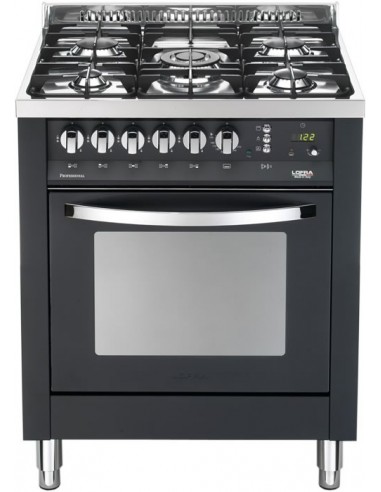 Lofra PNM76GVT/C Cucina Gas 5 Fornelli con Forno Electrico, Natural gas da 70 cm Nero