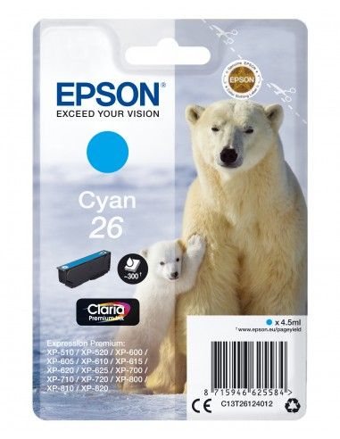 Epson 26 PREMIUM Ink CLARIA cartuccia Ciano - C13T26124012