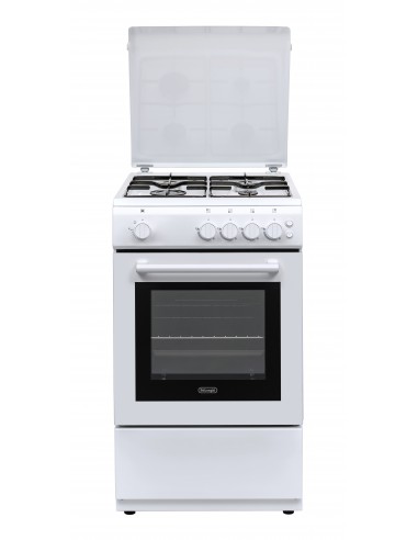 Delonghi DL554GW Cucina Gas 4 Fornelli con forno a Gas da 50 cm Bianco