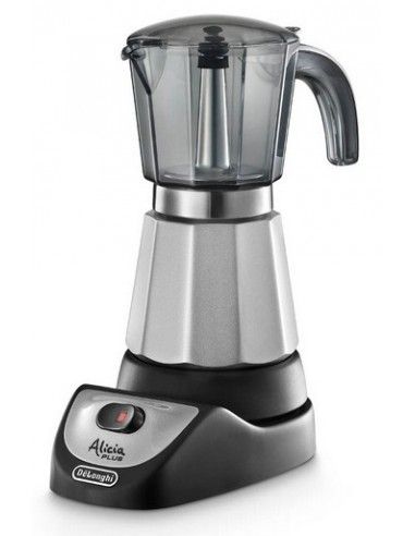 Delonghi EMKM4.B Boccale per moca elettrico Chicchi di caffè 4 tazze 450 W Nero, Argento, Trasparente