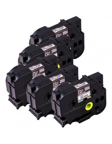 Brother Nastro HG DA 24MM NERO ARGENTO 5PZ - HGEM951V5