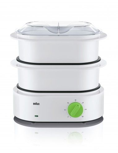 Braun 0X23611001 Vaporiera 850 W 2 cestelli Verde, Bianco