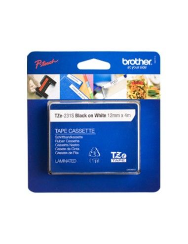 Brother Nastro LAM H12MM(4M) NERO SU BIANCO - TZE231S