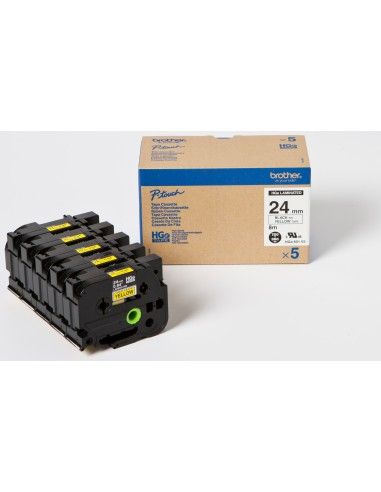 Brother Nastro HG DA 24MM NERO GIALLO 5PZ - HGE651V5