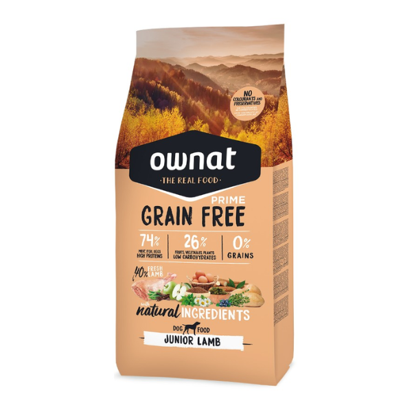 Ownat prime grain free all breeds junior/puppy con agnello fresco - 3 kg - 1° ordine? scegli lo sconto bzr5 / bzr20 + 200 punti fedeltà