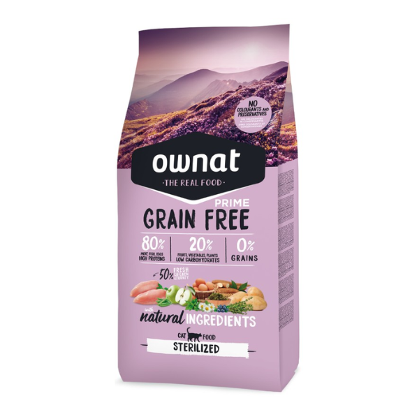 Ownat prime grain free cat sterilised con pollo fresco - 8 kg - 1° ordine? scegli lo sconto bzr5 / bzr20 + 200 punti fedeltà
