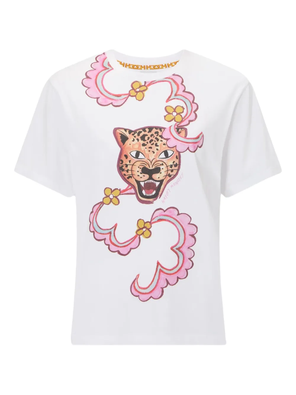 Hayley Menzies Dylan leopard-graphic T-shirt - Bianco