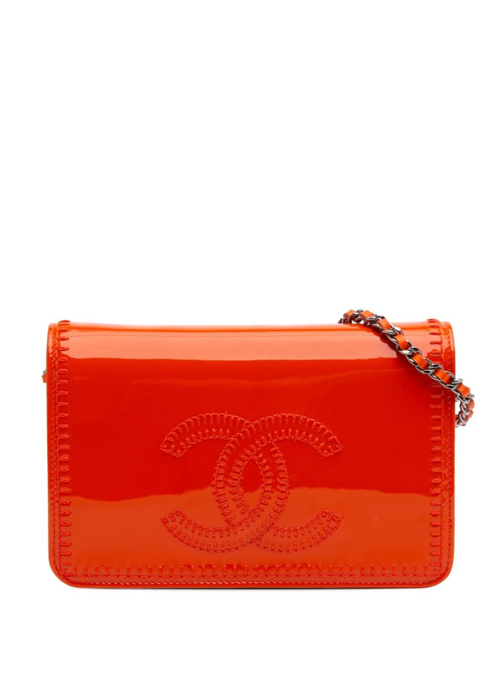 CHANEL Pre-Owned 2014 CC Patent Wallet On Chain crossbody bag - Arancione