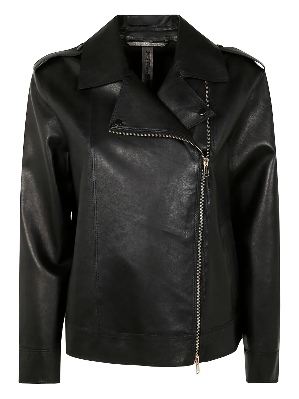 The Jackie Leathers asymmetrical-zip leather jacket - Nero