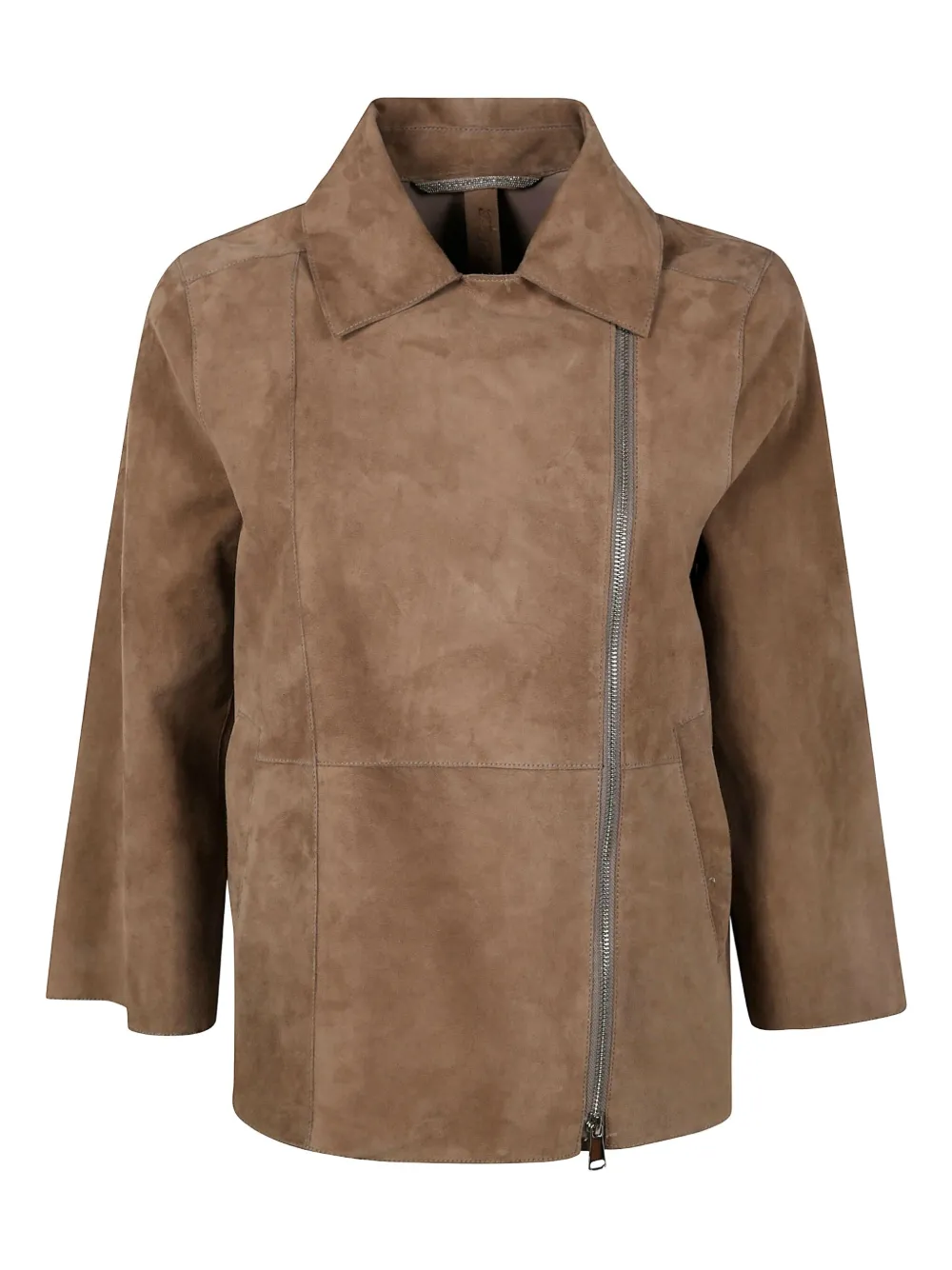 The Jackie Leathers off-centre zip jacket - Toni neutri