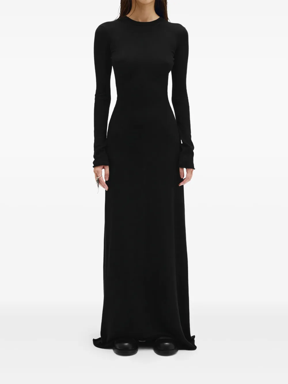 Ann Demeulemeester Eva long-sleeve cut-out maxi dress - Nero