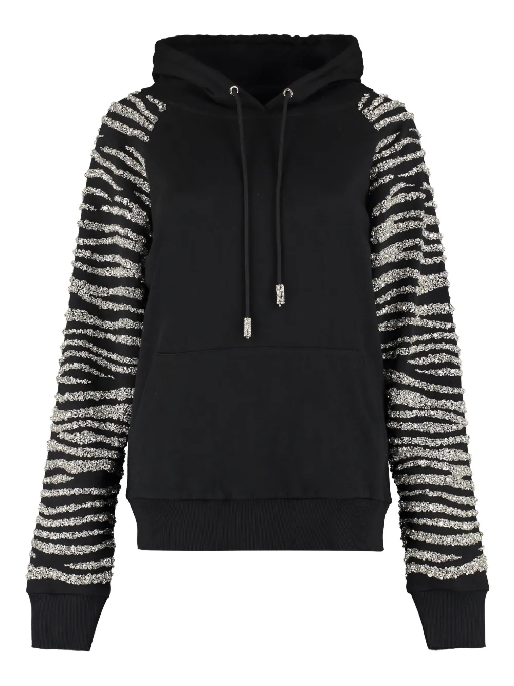 Retrofete zebra-striped embellished hoodie - Nero